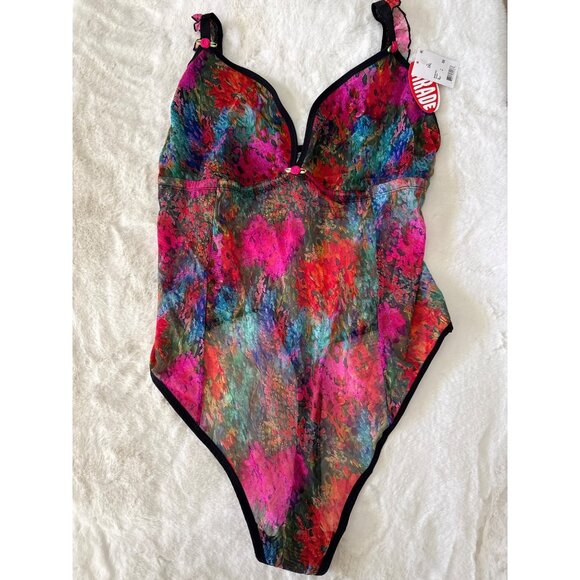 Parade Multi-Colored Mesh Flutter Strap Bodysuit size 3XL - Picture 2 of 7